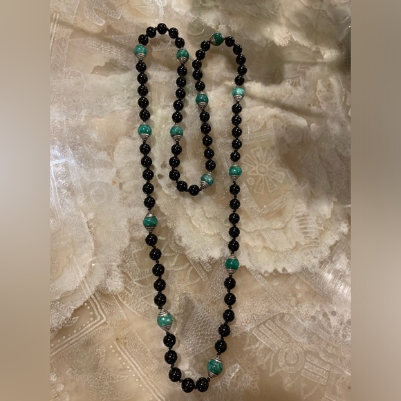 Silk Knotted Onyx Necklace - Picture 3 of 3